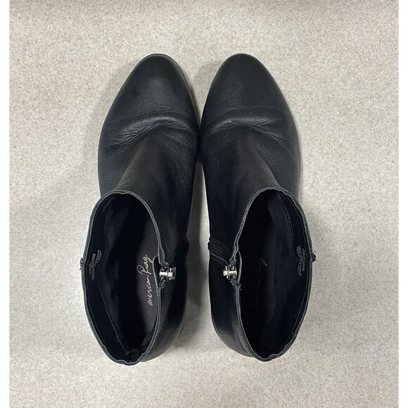 American Rag AR Jolene Ankle Boot Women's Sz 9.5 Black Leather Zip Block Heel - Picture 4 of 10